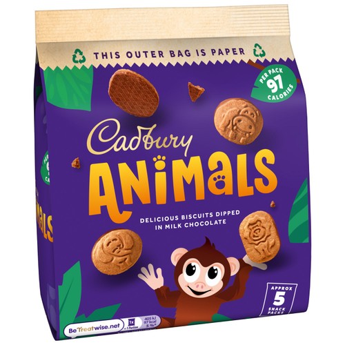 Cadbury Animals Mini Chocolate Biscuits 5 Pack Multipack