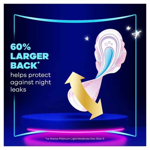 Always Platinum Size 4 Sanitary Pads With Wings Secure Night