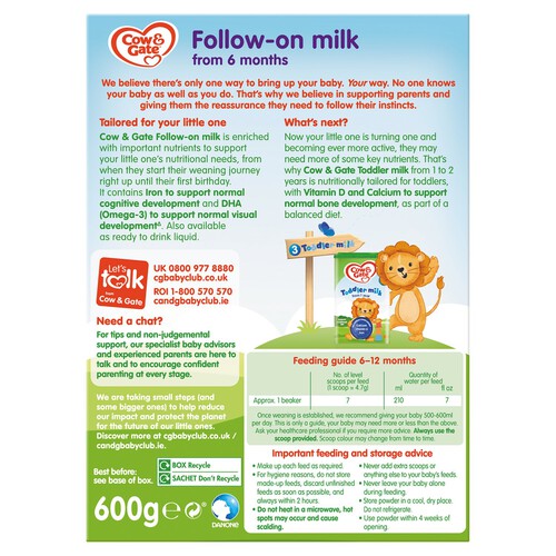 Cow & Gate 2 Follow On Baby Milk Formula Powder 6-12 Months