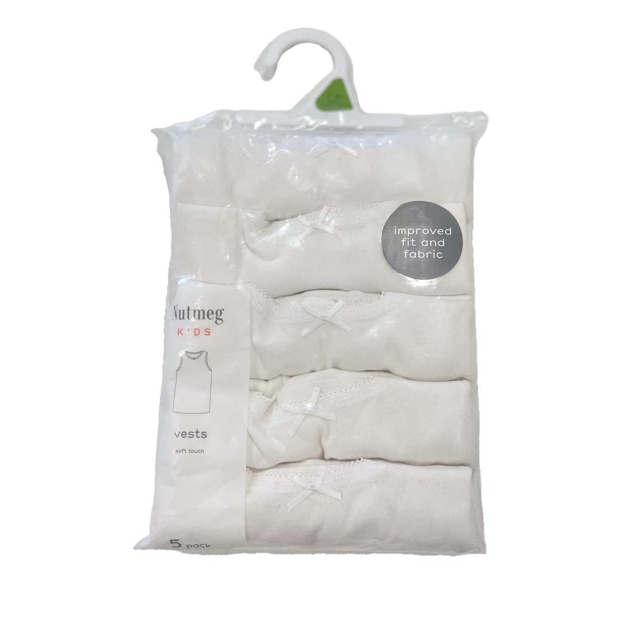 Nutmeg White Vests 1-1.5 Years 5 Pack