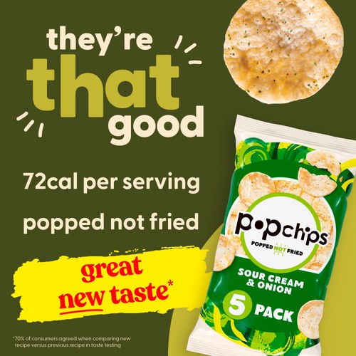 Popchips Sour Cream & Onion Multipack Crisps 5 Pack