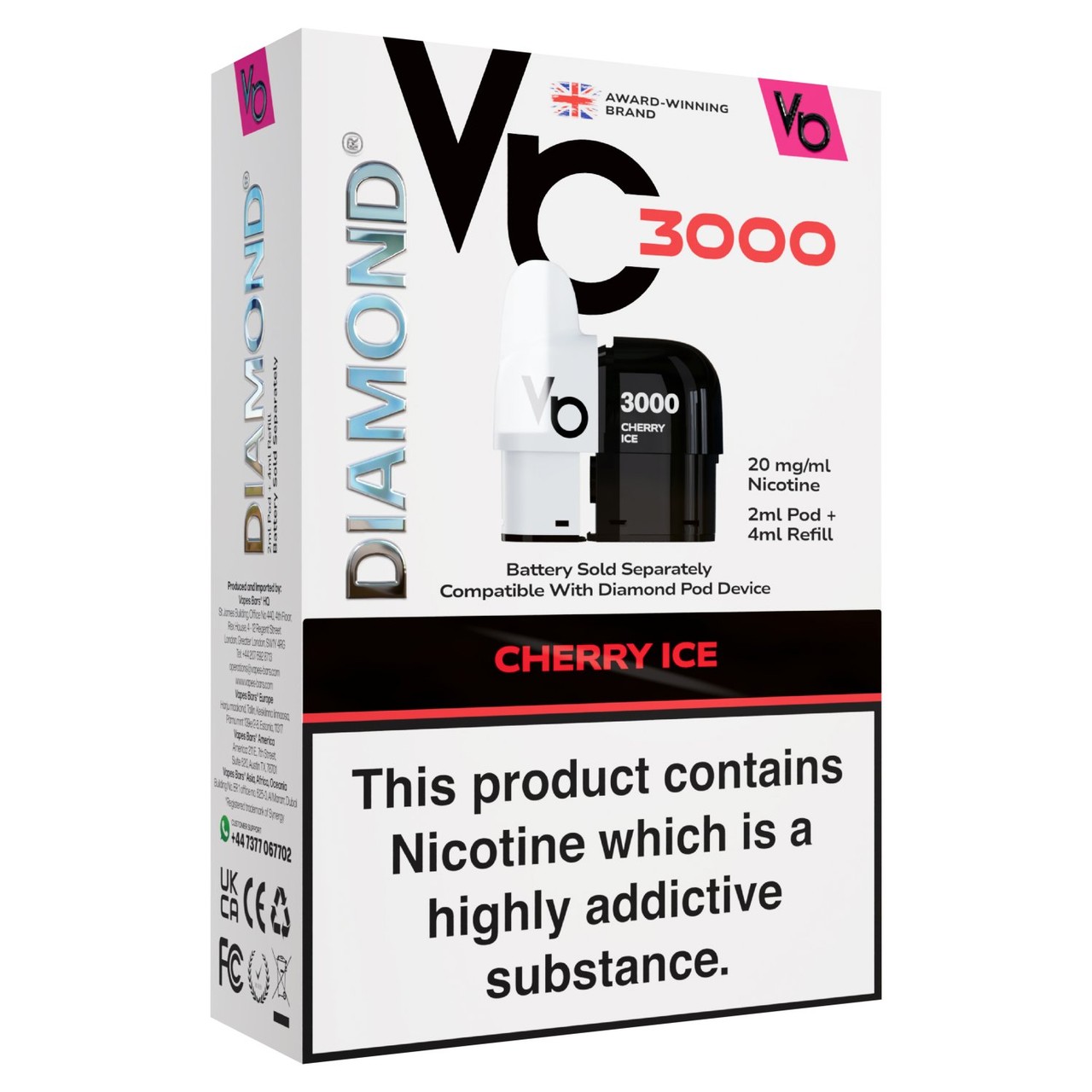 Vapes Bars Diamond 3K Pod Pack Cherry Ice