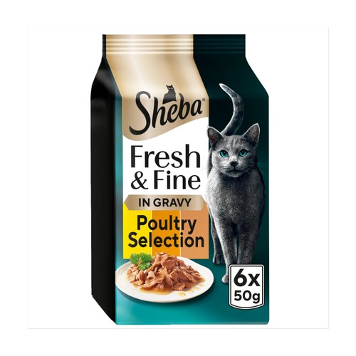 Sheba Fresh & Fine Wet Cat Food Pouches Chicken & Turkey in Gravy 