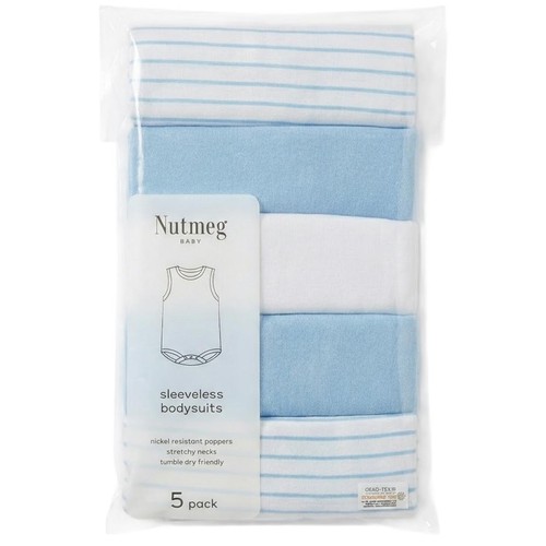Nutmeg New Born Baby Blue Sleeveless Bodysuits