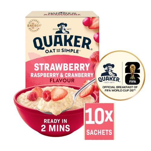 Quaker Oat So Simple Strawberry, Raspberry & Cranberry Porridge Sachets