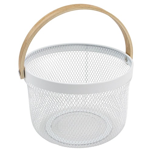 JVL Round Basket With Birch Wooden Handles