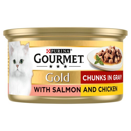 Gourmet Gold Chunks In Gravy Salmon And Chicken Wet Cat Food 