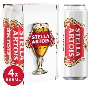 Stella Artois Premium Lager Beer Cans 4x568 product image
