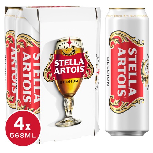 Stella Artois Premium Lager Beer Cans 4x568