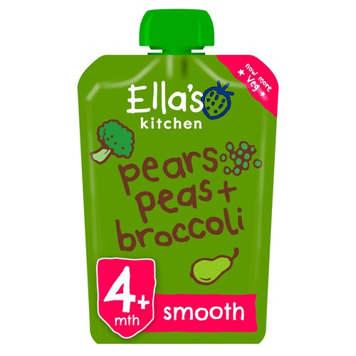 Ella's Kitchen Pears, Peas and Broccoli Baby Food Pouch 4+ Months 