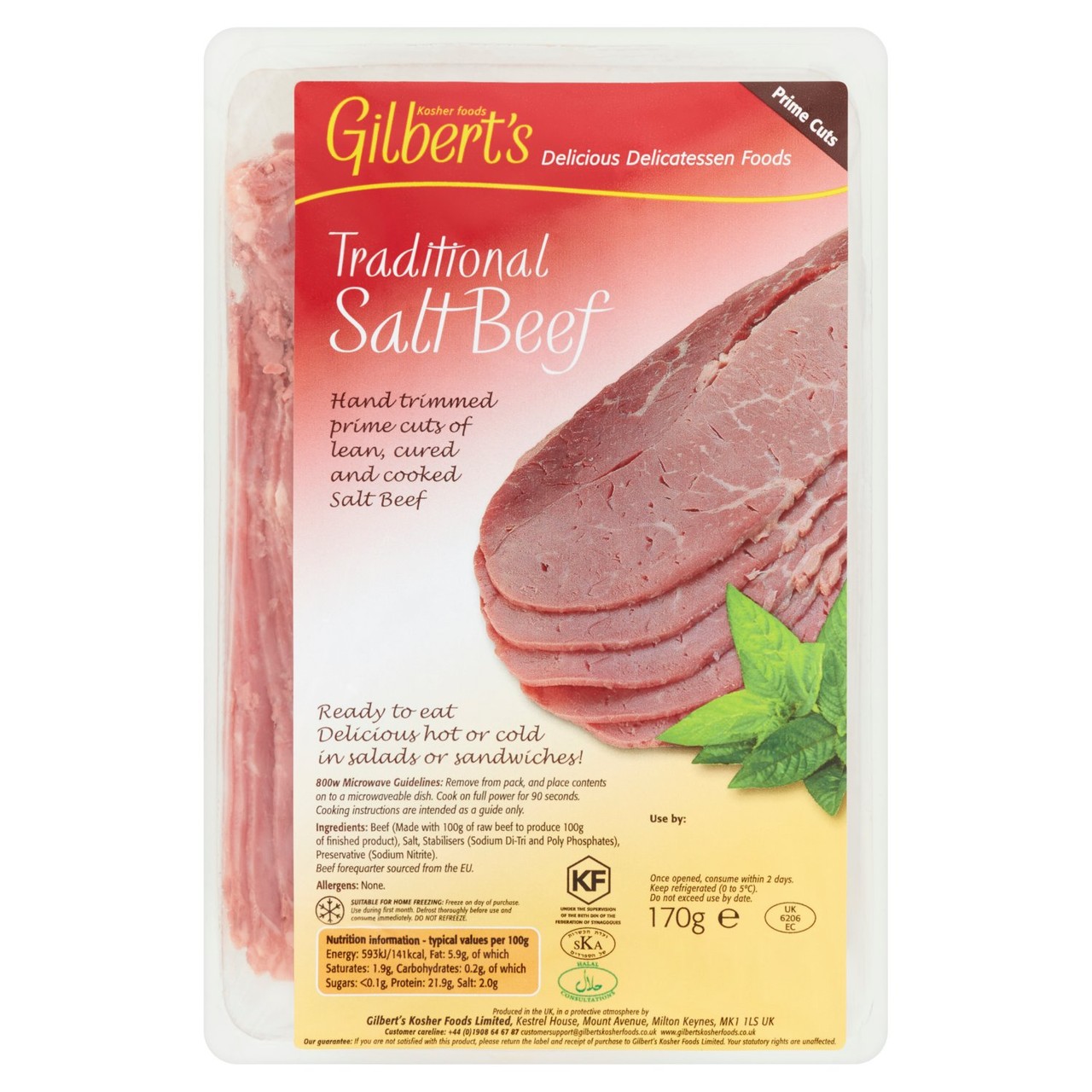 Gilbert's Kosher Foods Traditional Salt Beef 170g