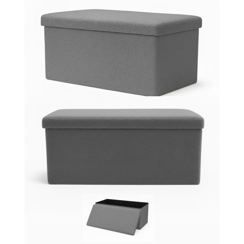 Keplin Folding Teddy Storage Ottoman Grey