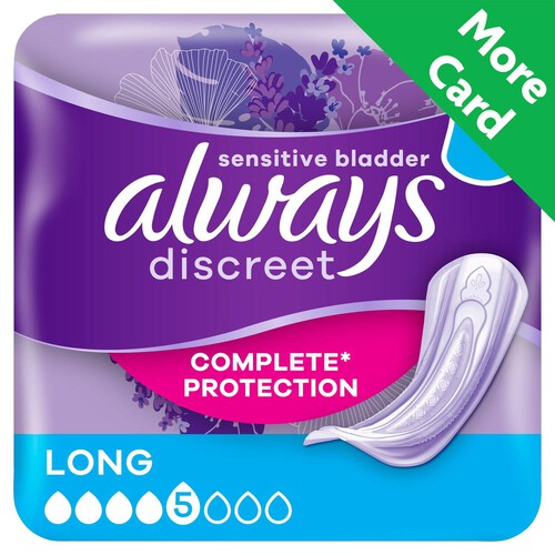 Always Discreet Incontinence Pads+ Long for Sensitive Bladder 10 pack