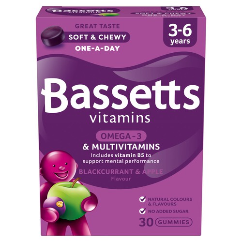 Bassetts 3-6 Multi Vitamins & Omega 3 Blackcurrant & Apple