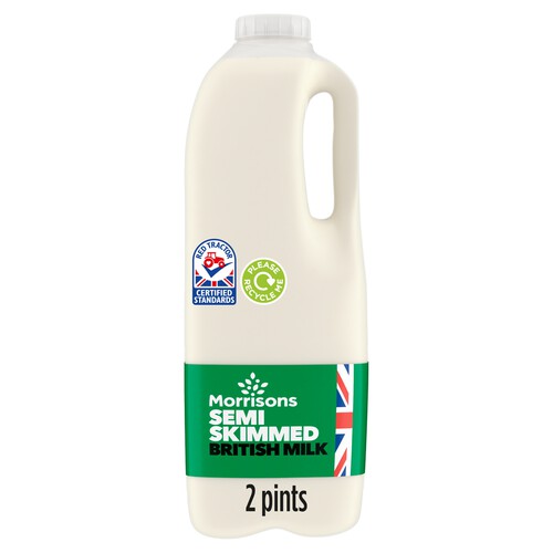 Morrisons British Semi Skimmed Milk 2 Pint