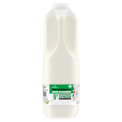 Morrisons For Farmers British Semi Skimmed Milk 2 Pint