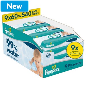 Pampers Water Wipes 9x60pk 540 per pack