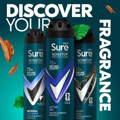 Sure For Men Active Dry Anti Perspirant Nonstop Deodorant 150ml