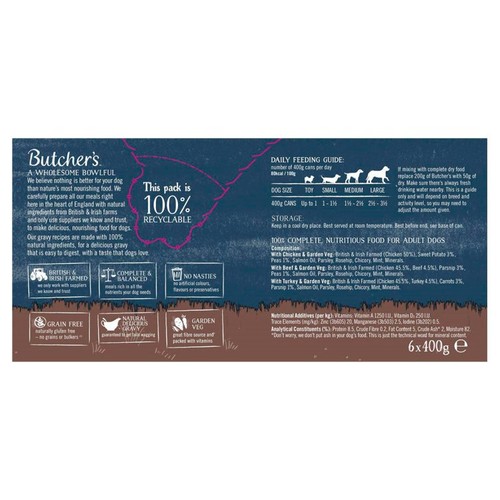 Butcher's Grain Free Variety Pack Dog Food Tins In Gravy
