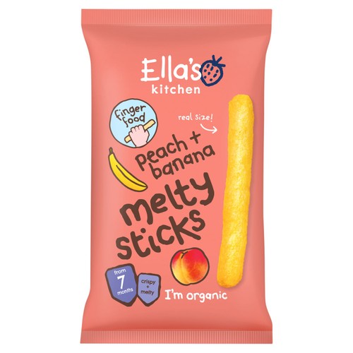 Ella's Kitchen Peach and Banana Melty Sticks Baby Snack 7+ Months