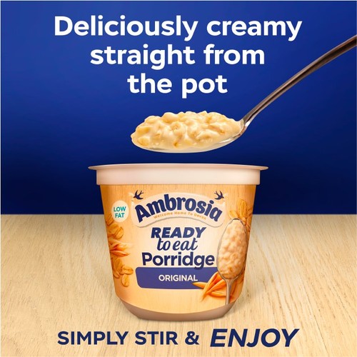 Ambrosia Ready to Eat Porridge Oat Cereal Pot Original   210g