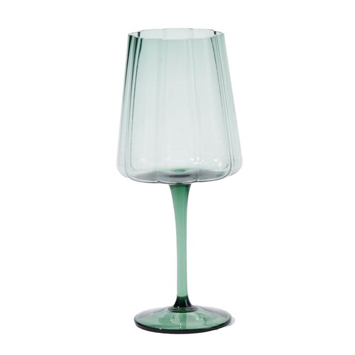 Nutmeg Home Floral Green Wine Glass 