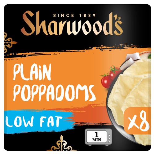 Sharwood's 8 Plain Poppadoms Low Fat