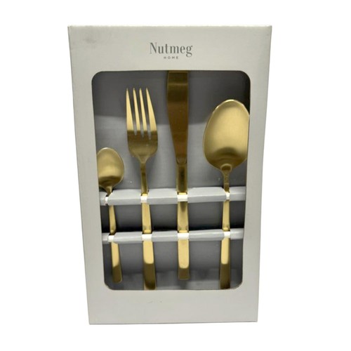 Morrisons Gold Matt 16 Piece Cutlery Set