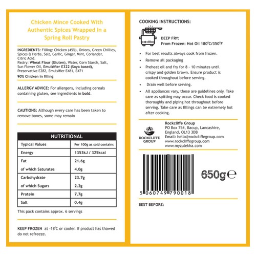Zulekha 20 Halal Chicken Samosas 650g