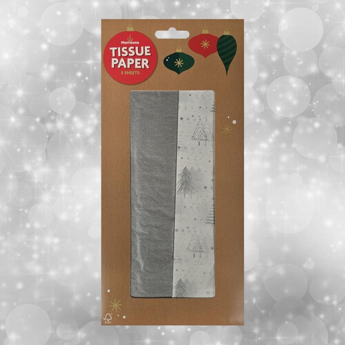 Morrisons White And Silver Tissue Paper Pack