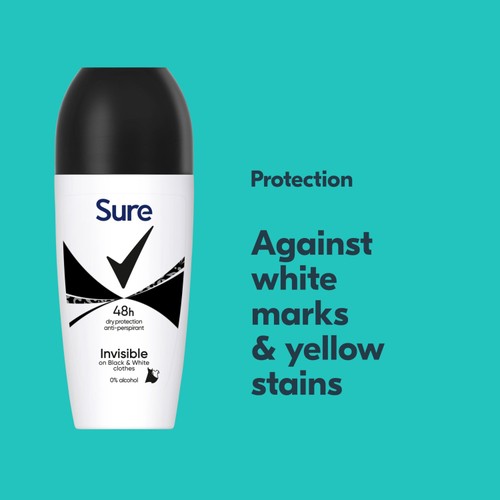 Sure Anti-Perspirant Roll On Invisible Black & White 50ml