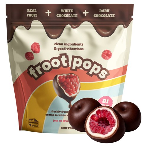 Froot Pops Frozen Raspberries Coated In White & Dark Chocolate 220g