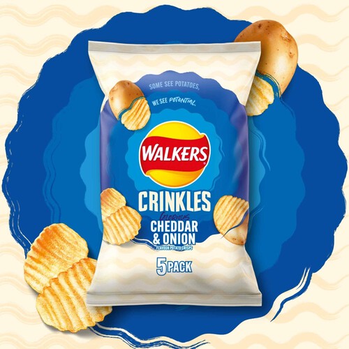 Walkers Crinkles Cheddar Cheese & Onion Multipack Crisps