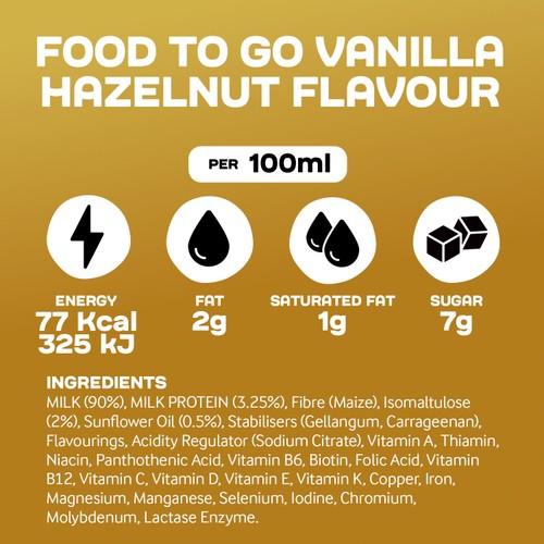 Arla Protein Food To Go Vanilla Hazelnut Meal Replacement Shake 500ml