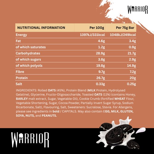 Warrior Raw Protein Flapjack Cookies And Cream 75g