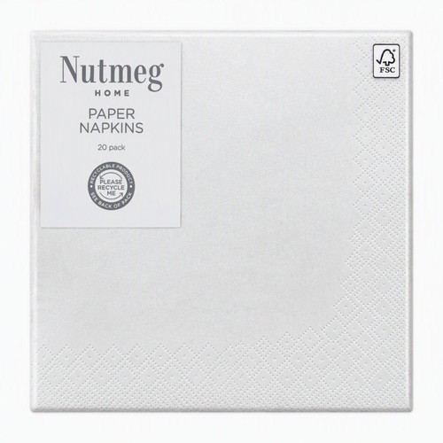 Nutmeg Silver Paper Napkin 20 Pack