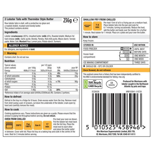 Morrisons The Best 2 Lobster Tails With Thermidor Butter 236g