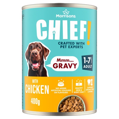 Morrisons Chief Tasty Chunks In Gravy With Chicken Dog Food 400g