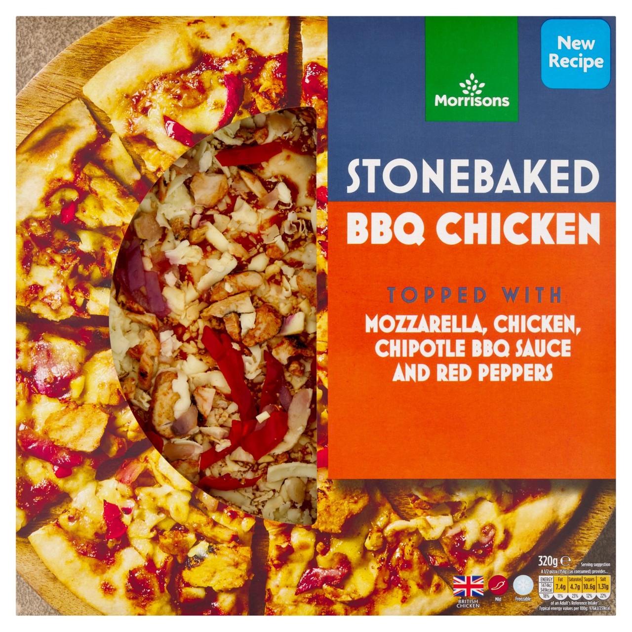 Morrisons Stonebaked BBQ Chicken Pizza 320g