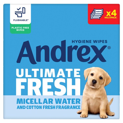 Andrex Ultimate Fresh Moist Toilet Tissue Hygiene Wipes 4 x 30 Wipes 