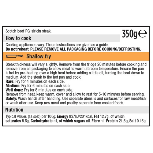 Morrisons The Best Scottish Thick Cut Sirloin Steak 350g