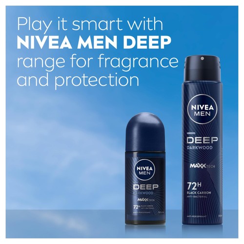 NIVEA MEN Deep Black Carbon 72h Anti-Perspirant Deodorant Roll-On