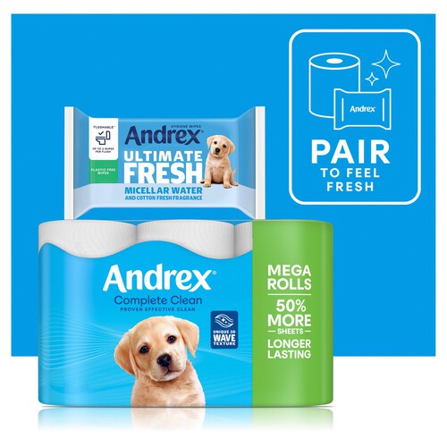 Andrex Complete Clean Toilet Tissue 50% More Sheets 