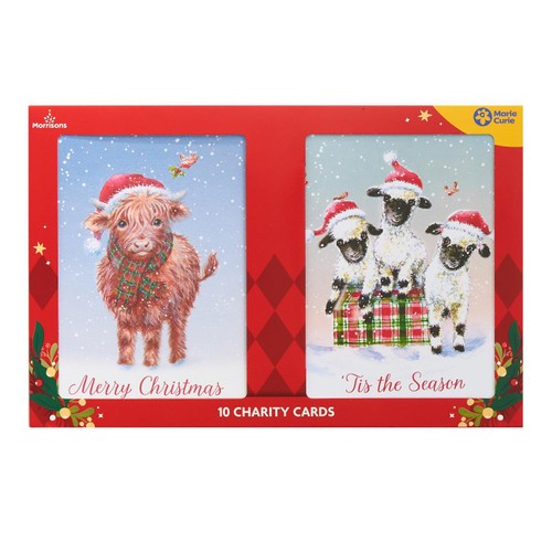 Morrisons Duo Highland Cow And Sheep Cards 10 Pack Packaged Cards