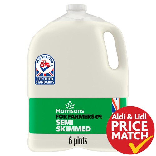 Morrisons For Farmers British Semi Skimmed Milk 6 Pint