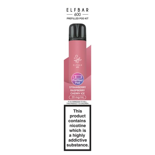 Elfbar 600 Rechargeable Prefilled Pod Kit Straw Rasp Cherry Ice
