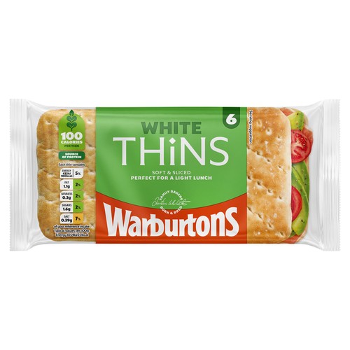 Warburtons Soft White Sliced Sandwich Thins