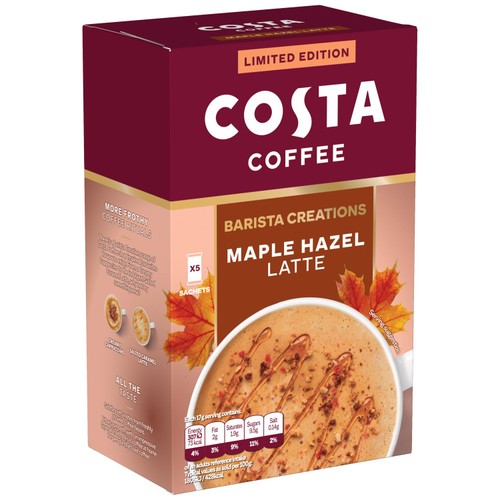 Costa Maple Hazel Latte Sachets 5 Pack