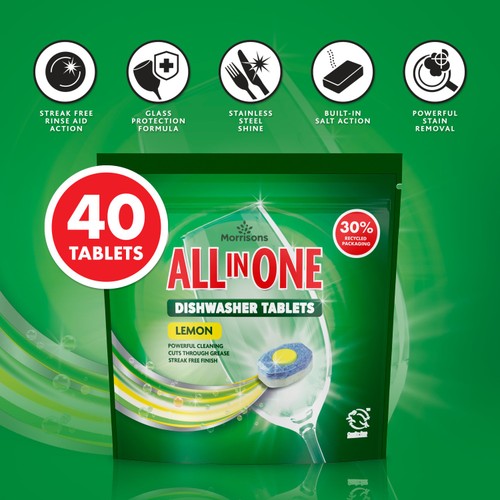 Morrisons All In One Lemon Dishwasher Tablets 40 Pack