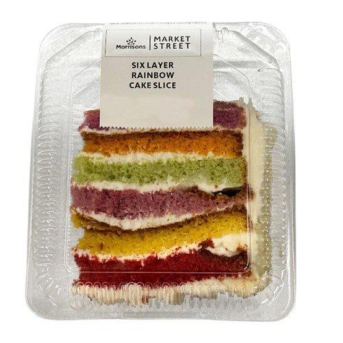 Morrisons Six Layer Rainbow Cake Slice